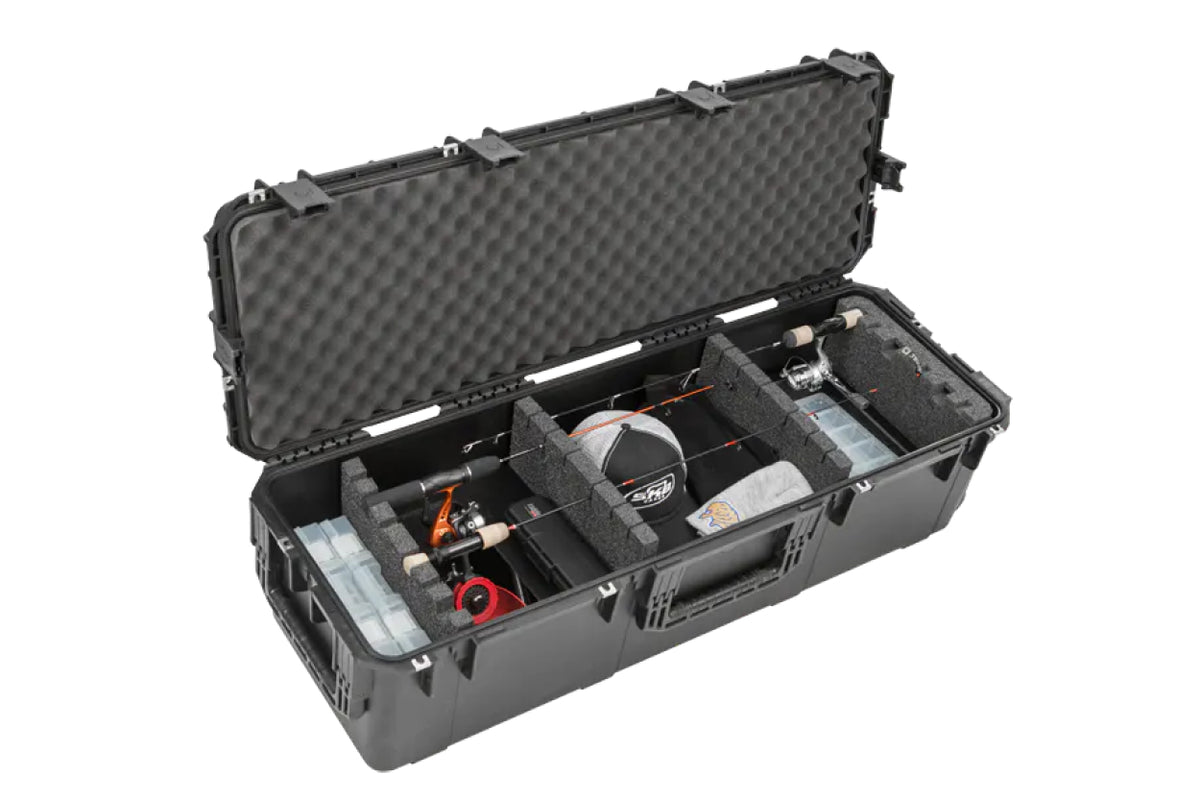 SKB iSeries 4213 Large Watertight Ultimate Ice Fishing Case with Wheels 10&quot; Deep Opened Angle