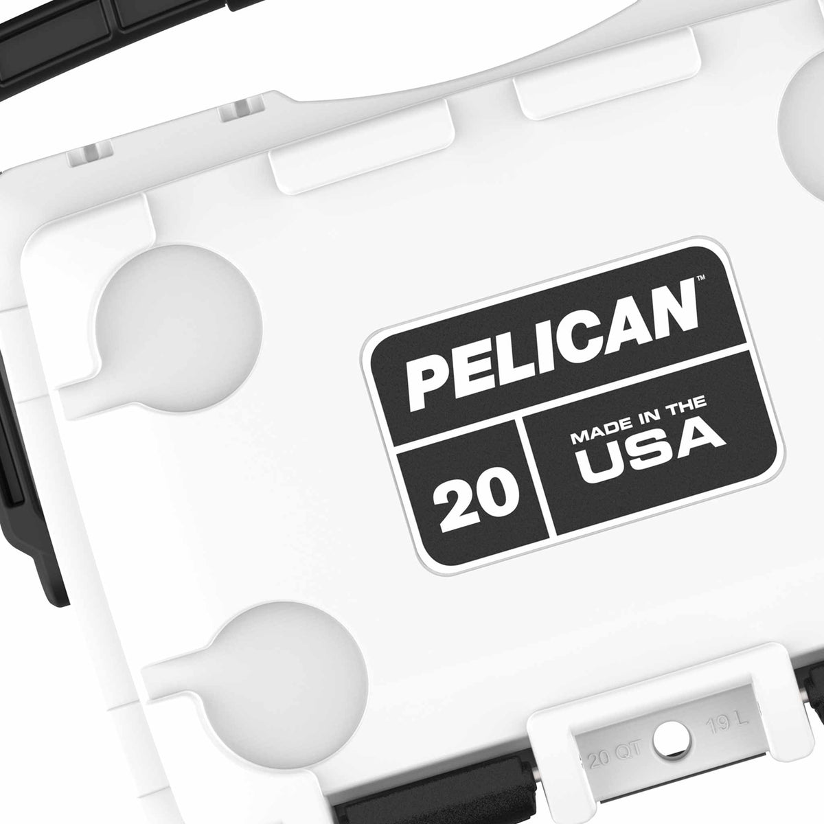 20QT Pelican Elite Cooler has integrated cup holders in the lid 