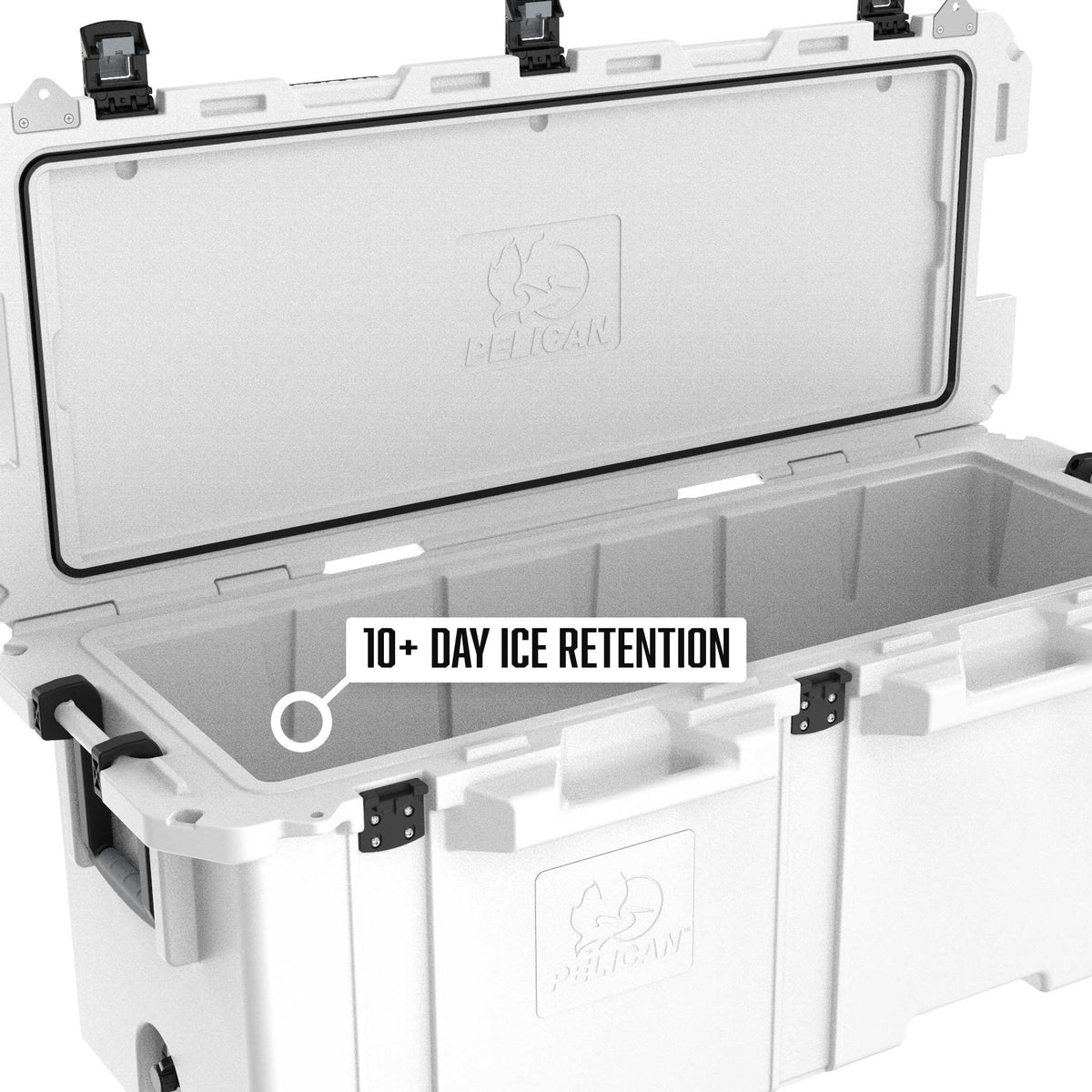 Pelican™ 250QT Elite Cooler comes with 10+ days of ice retention 