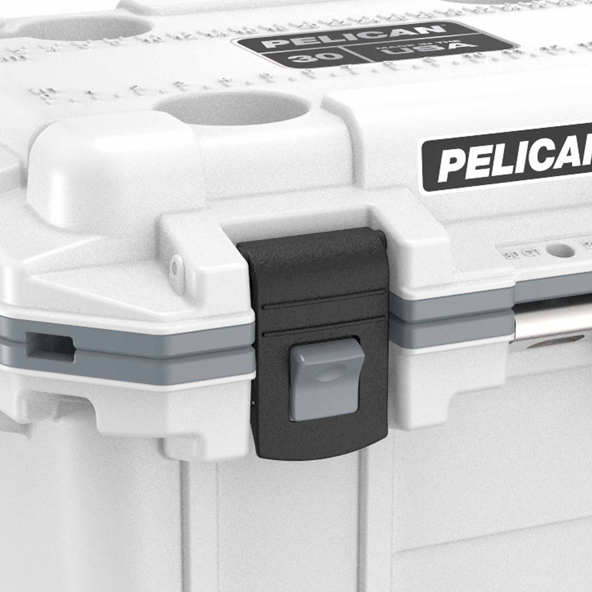 30QT Pelican Elite Cooler has easy press &amp; pull latches